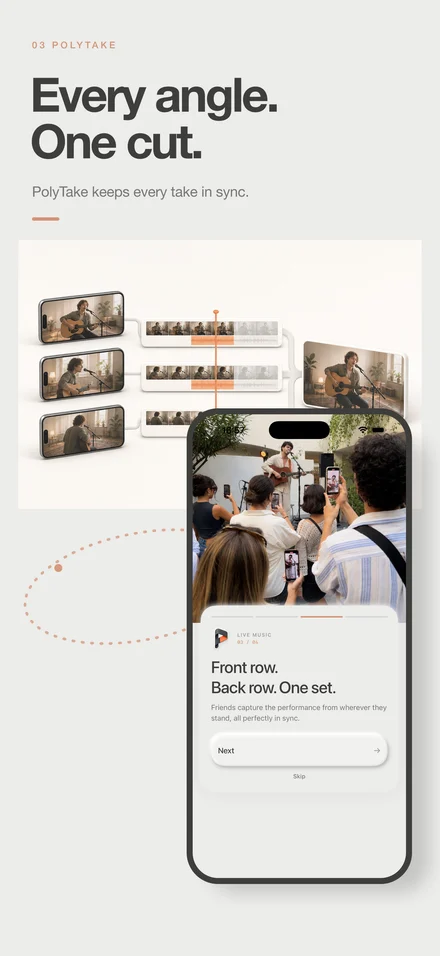 Every synchronized camera angle becomes one cut on iPhone