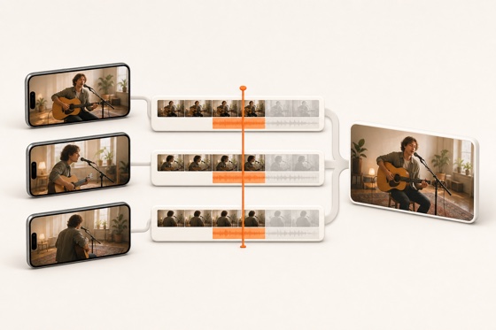 Three synchronized iPhone angles become one finished movie